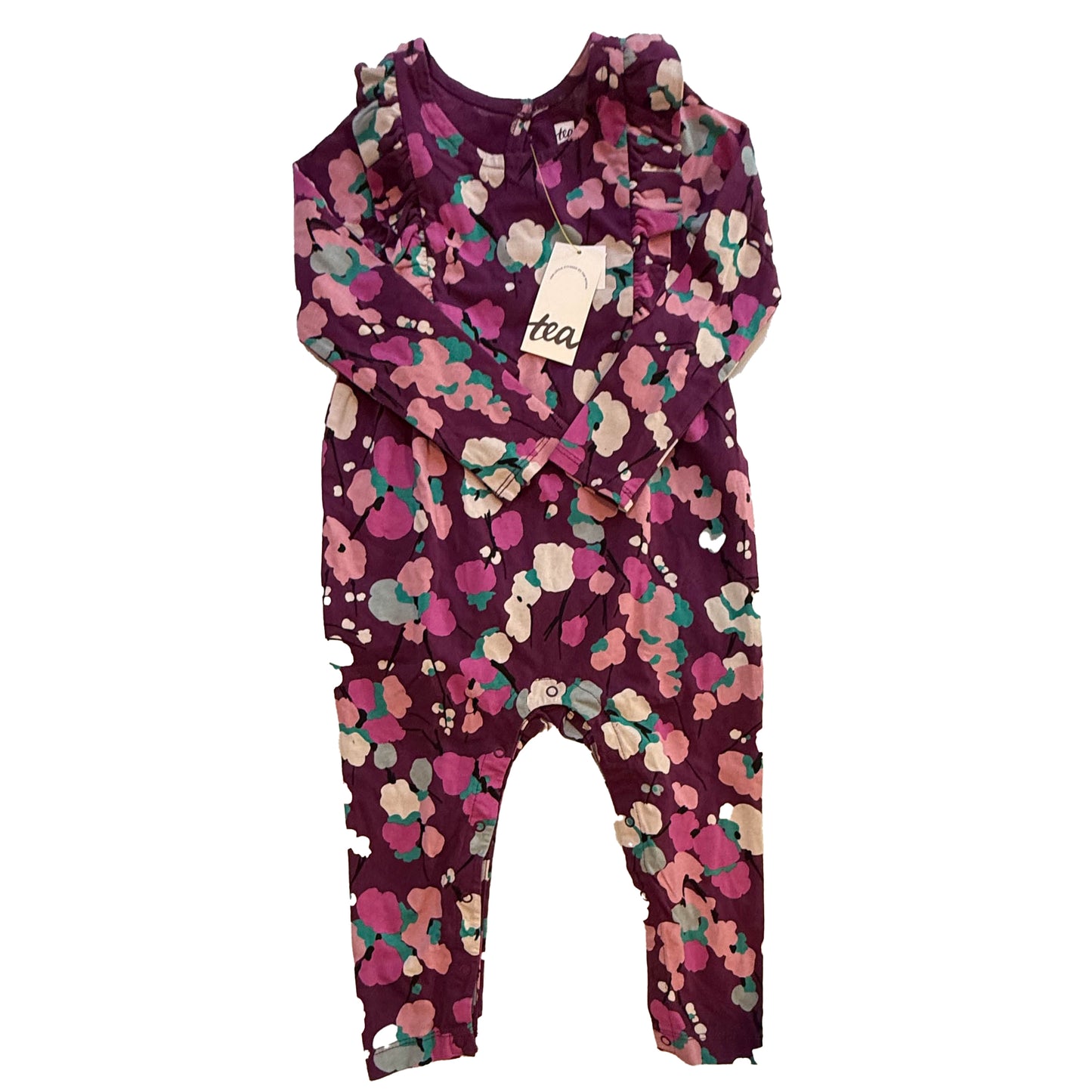 Tea Collection Girls Purple Floral Long Sleeve Outfit Size: 18-24 Months Purple Floral