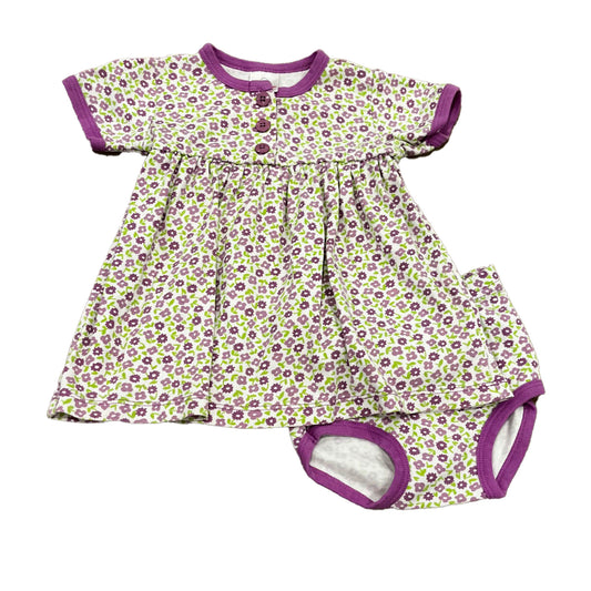 Hanna Andersson Girls Purple Floral Dress Size: 6-12 Months