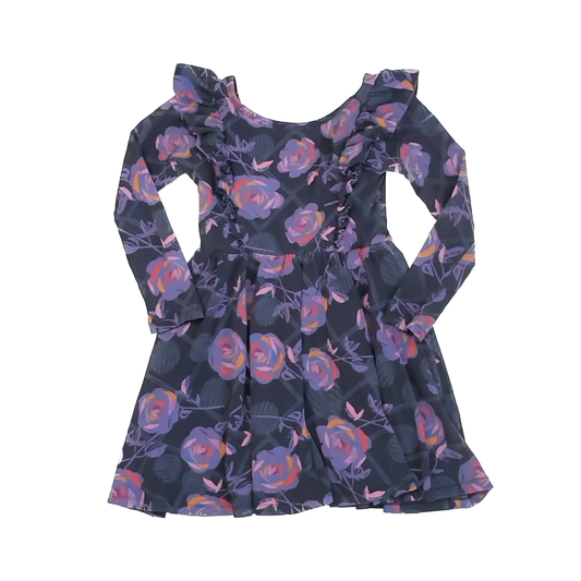 Tea Collection Girls Purple | Floral Dress Size: 6 Years Purple | Floral
