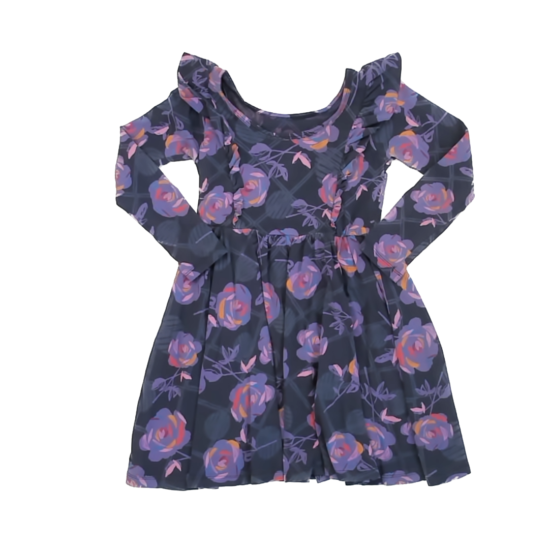 Tea Collection Girls Purple | Floral Dress Size: 6 Years Purple | Floral