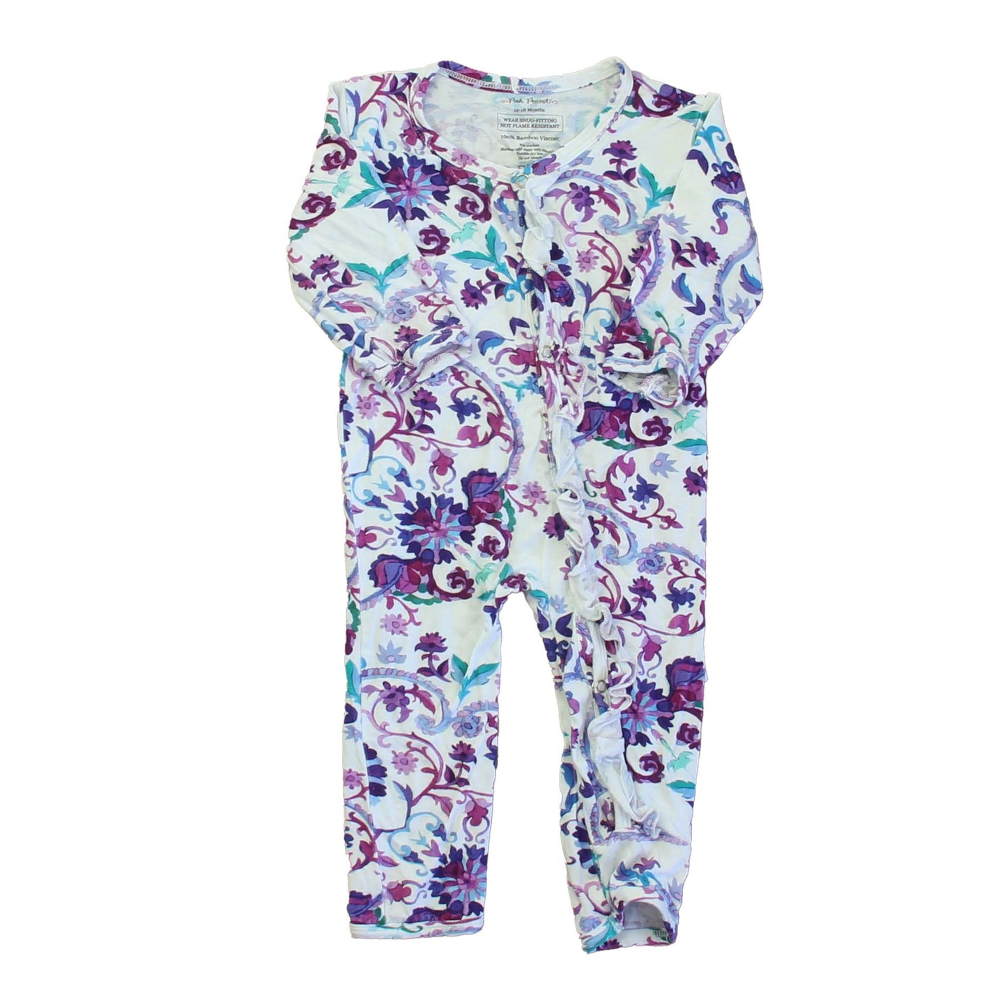 Posh Peanut Girls Purple Floral Long Sleeve Outfit Size: 12-18 Months