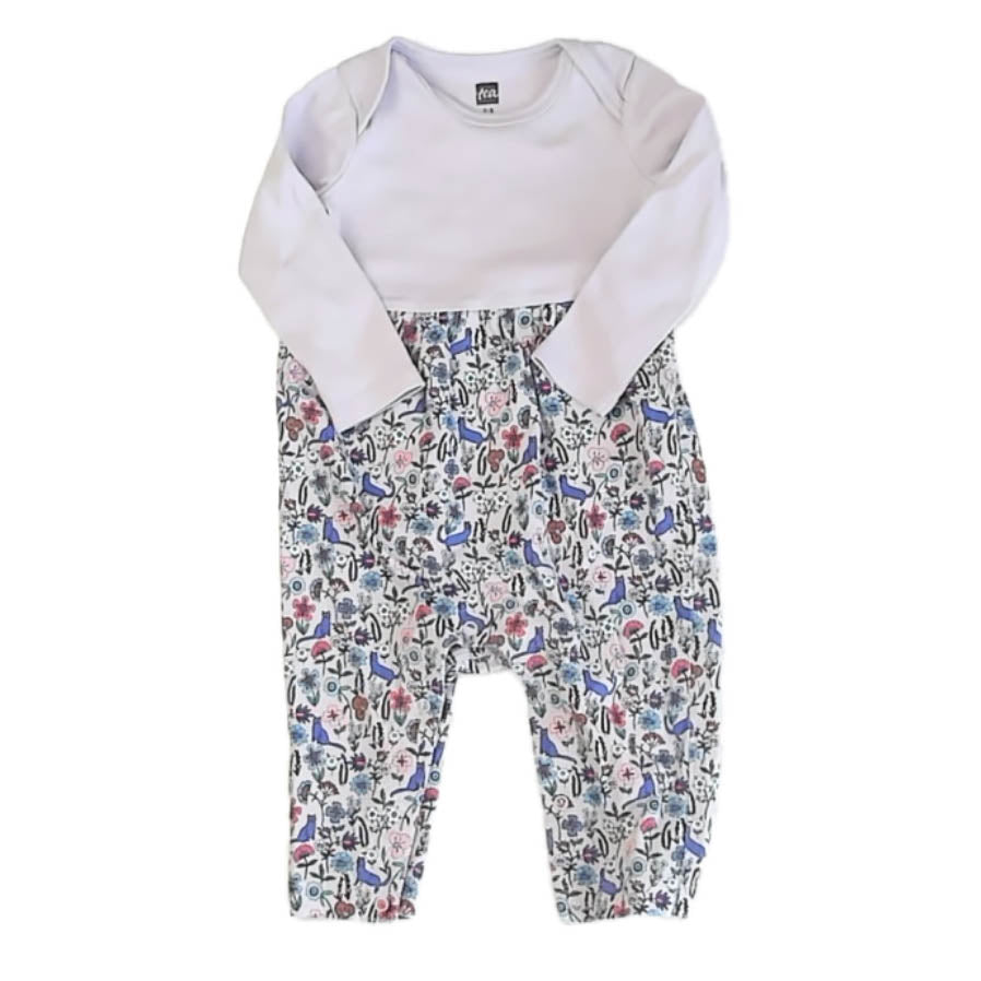 Tea Collection Girls Purple Floral Long Sleeve Outfit Size: 3-6 Months Purple Floral