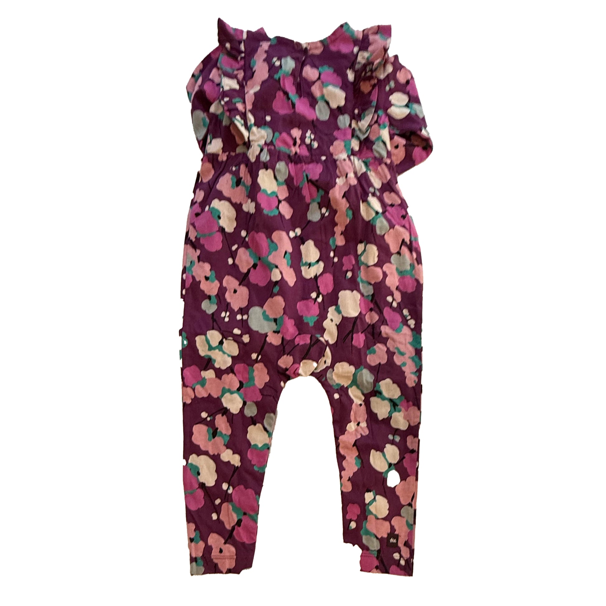 Tea Collection Girls Purple Floral Long Sleeve Outfit Size: 18-24 Months Purple Floral