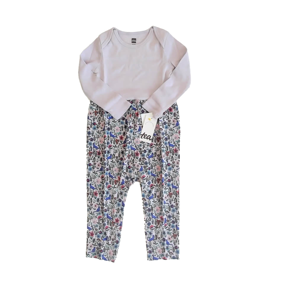 Tea Collection Girls Purple Floral Long Sleeve Outfit Size: 12-18 Months Purple Floral