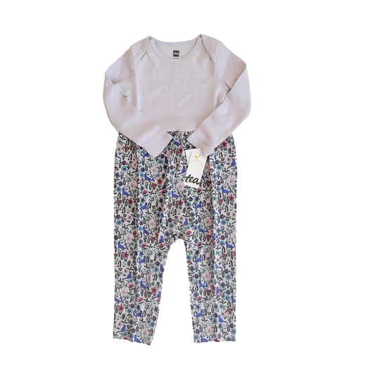 Tea Collection Girls Purple Floral Long Sleeve Outfit Size: 12-18 Months Purple Floral