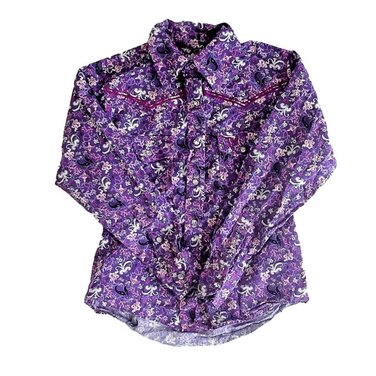 Cowgirl Hardware Girls Purple Floral Blouse Size: 4-5T Purple Floral