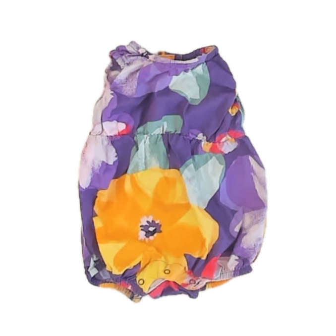 Tea Collection Girls Purple Floral Romper Size: 3-6 Months Purple Floral