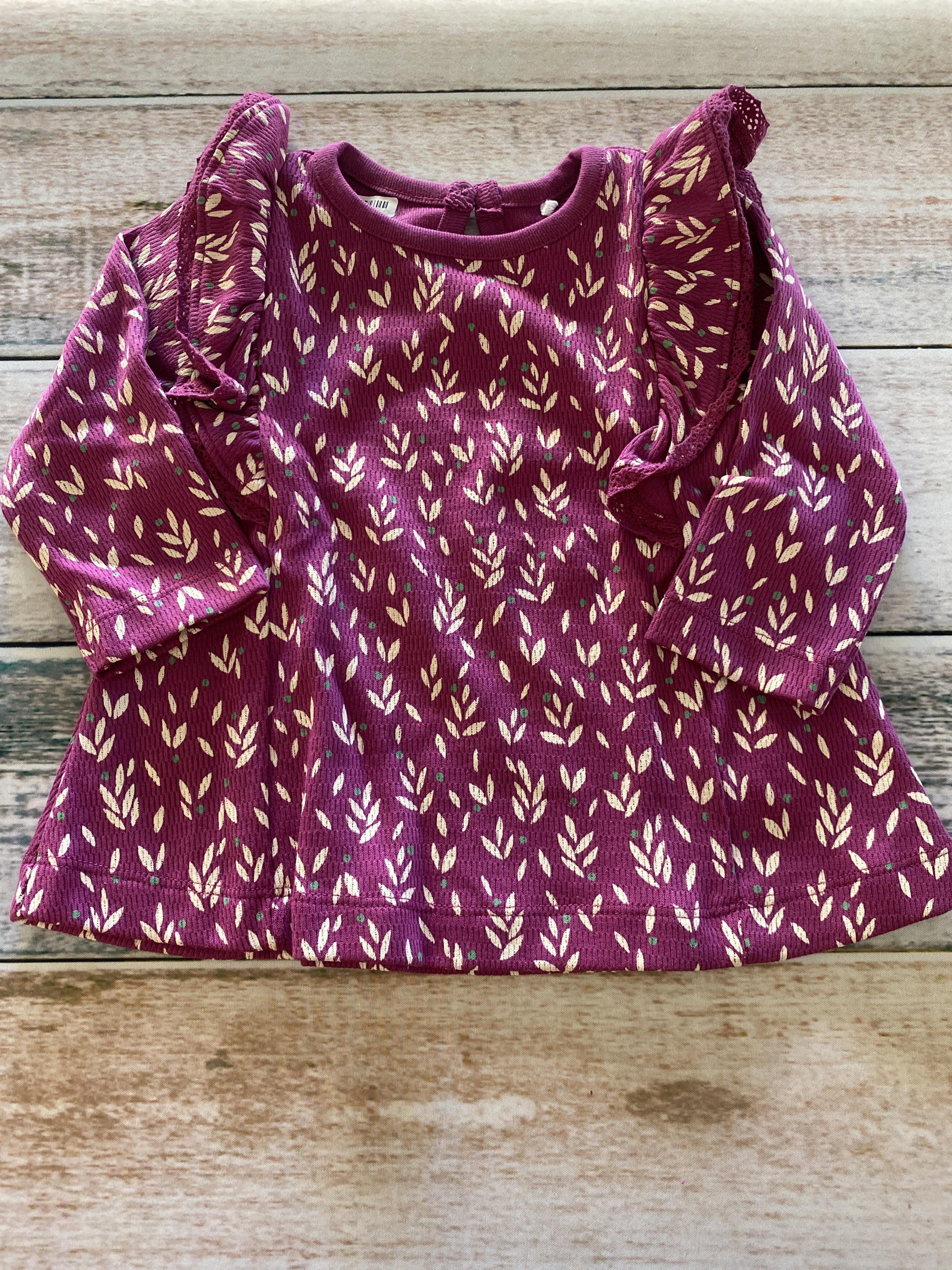 Oliver & Rain Girls purple | Flowers Long Sleeve Shirt Size: 6 months purple | Flowers