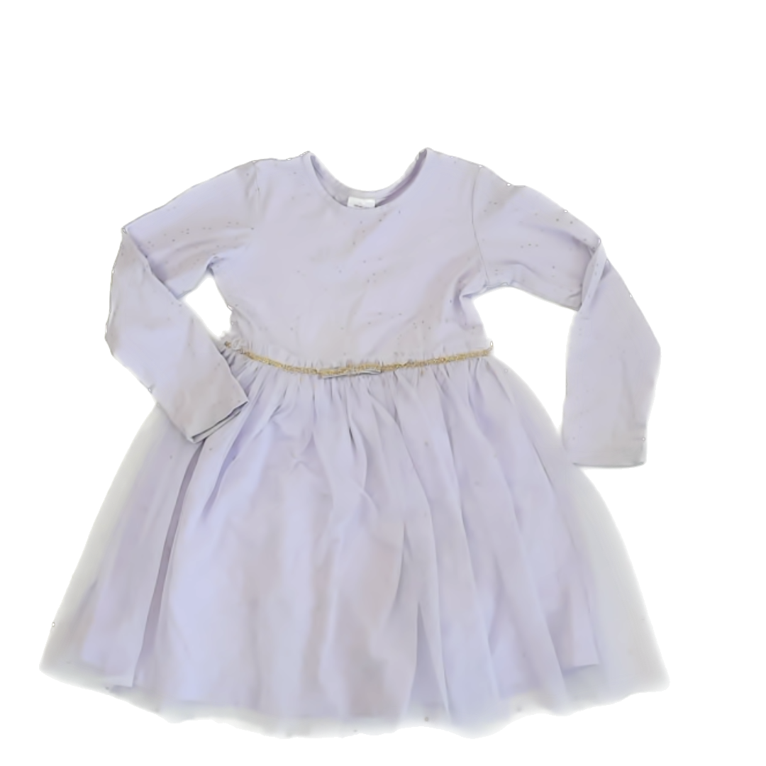 Hanna Andersson Girls Purple | Gold Polka Dot Dress Size: 5T Purple | Gold Polka Dot
