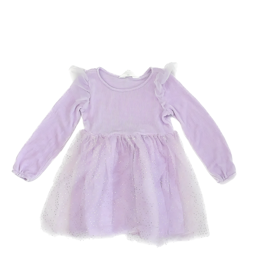 H&M Girls Purple | Gold Sweater Dress Size: 5-6 Years Purple | Gold