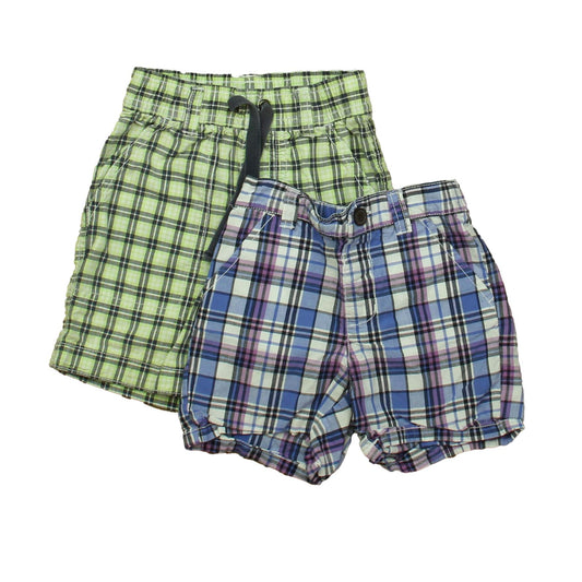 Gymboree Boys Purple | Green Plaid Shorts Size: 12-18 Months Purple | Green Plaid
