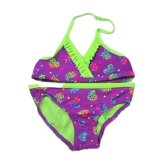 The Children's Place Girls Purple | Green 2-piece Swimsuit Size: 7-8 Years Purple | Green