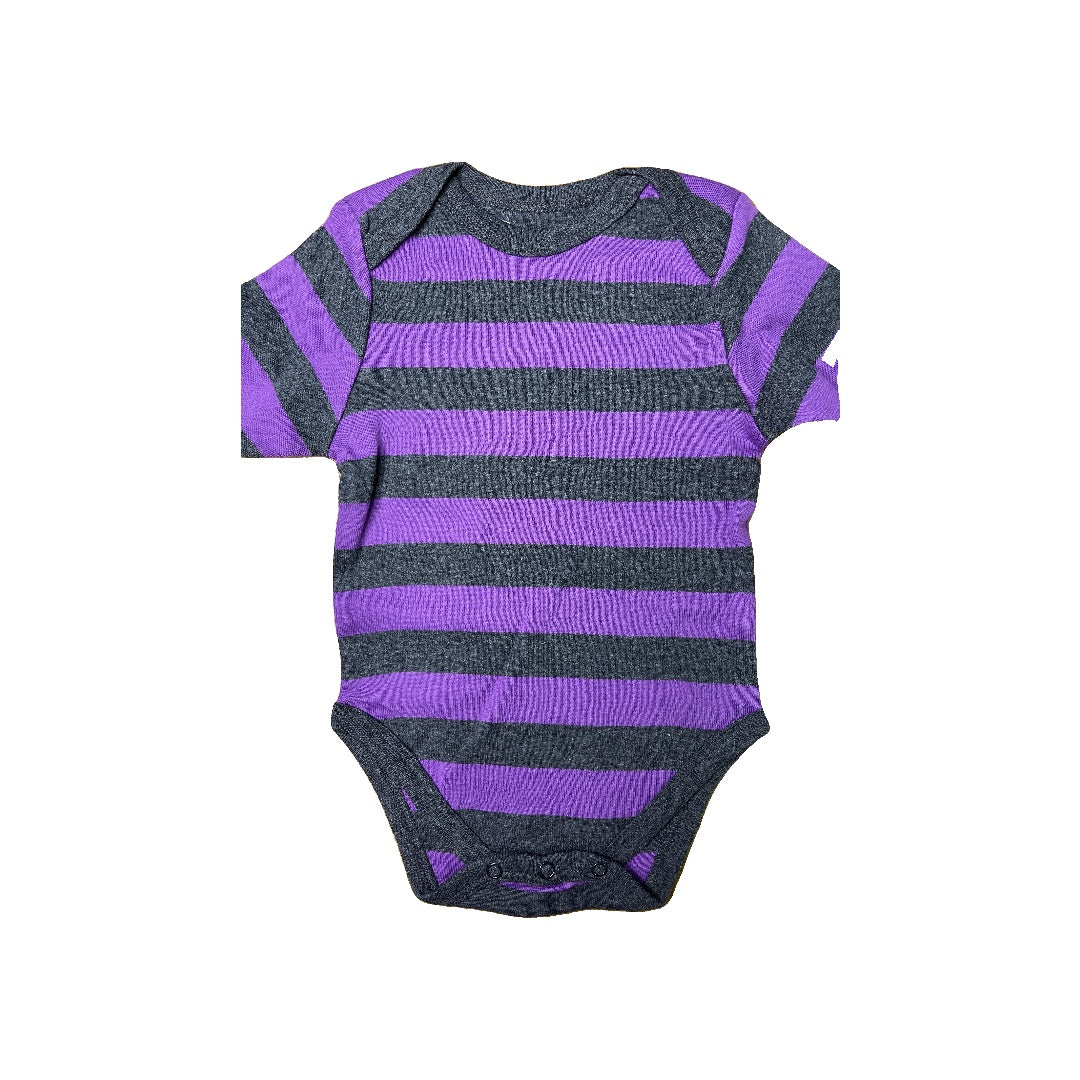 Leveret Girls purple | Grey | Striped Onesie Size: 3-6 months purple | Grey | Striped