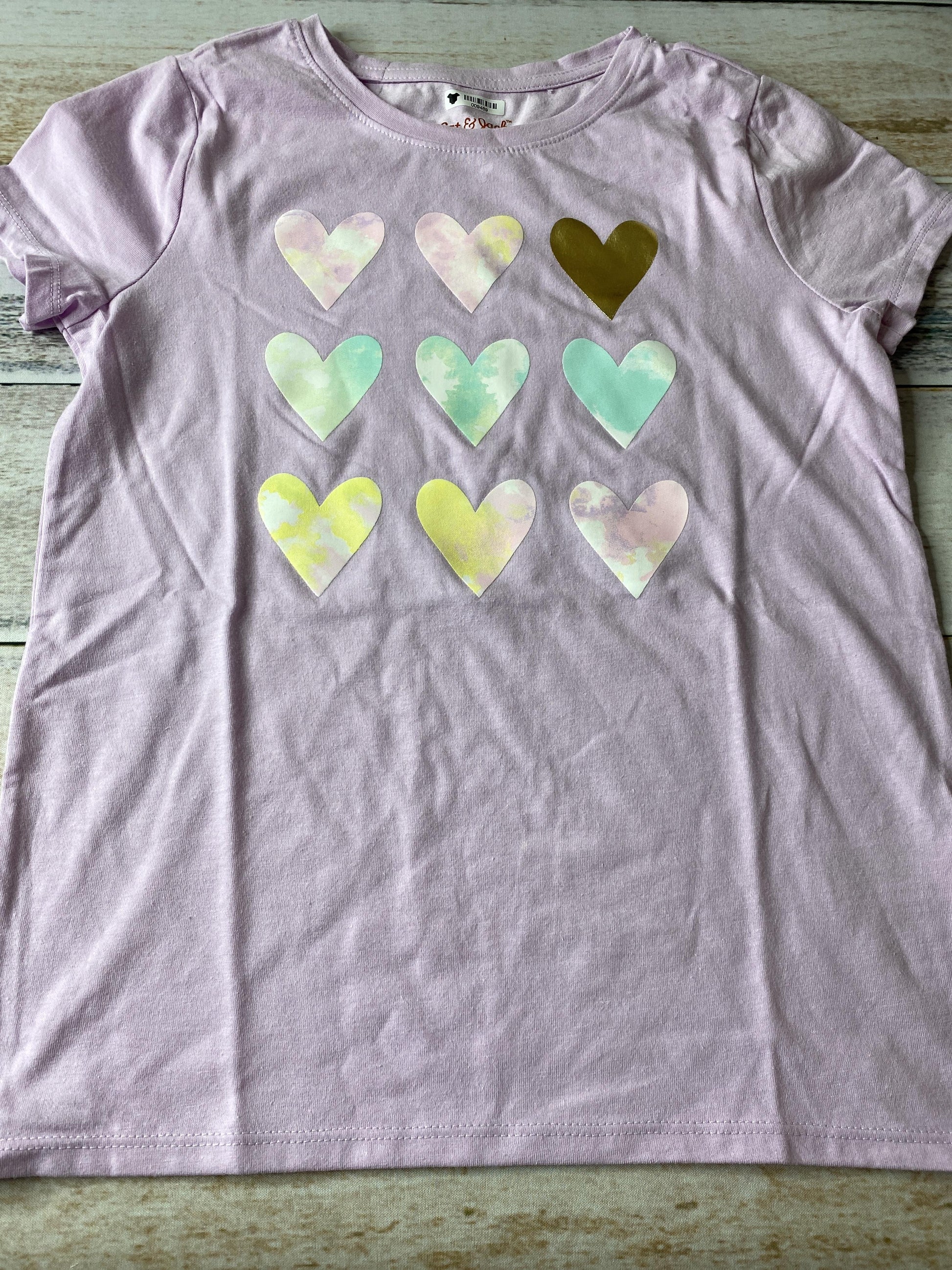 Cat & Jack Girls purple | Hearts T-Shirt Size: 8-Jul purple | Hearts