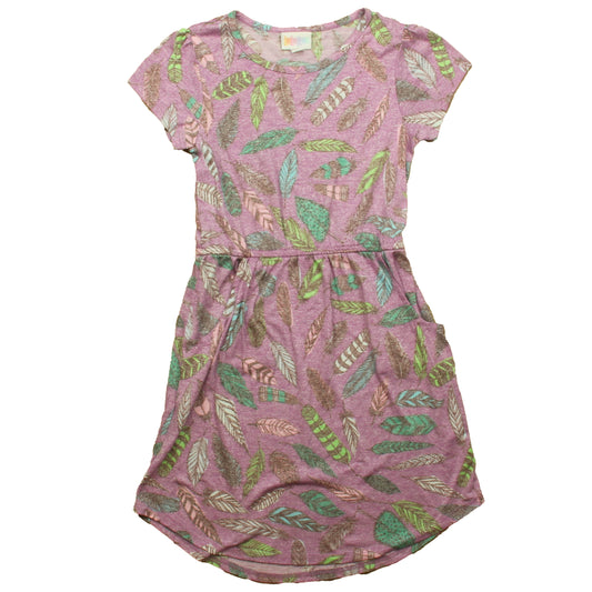 Lularoe Girls Purple Leaves Dress Size: 8 Years Purple Leaves