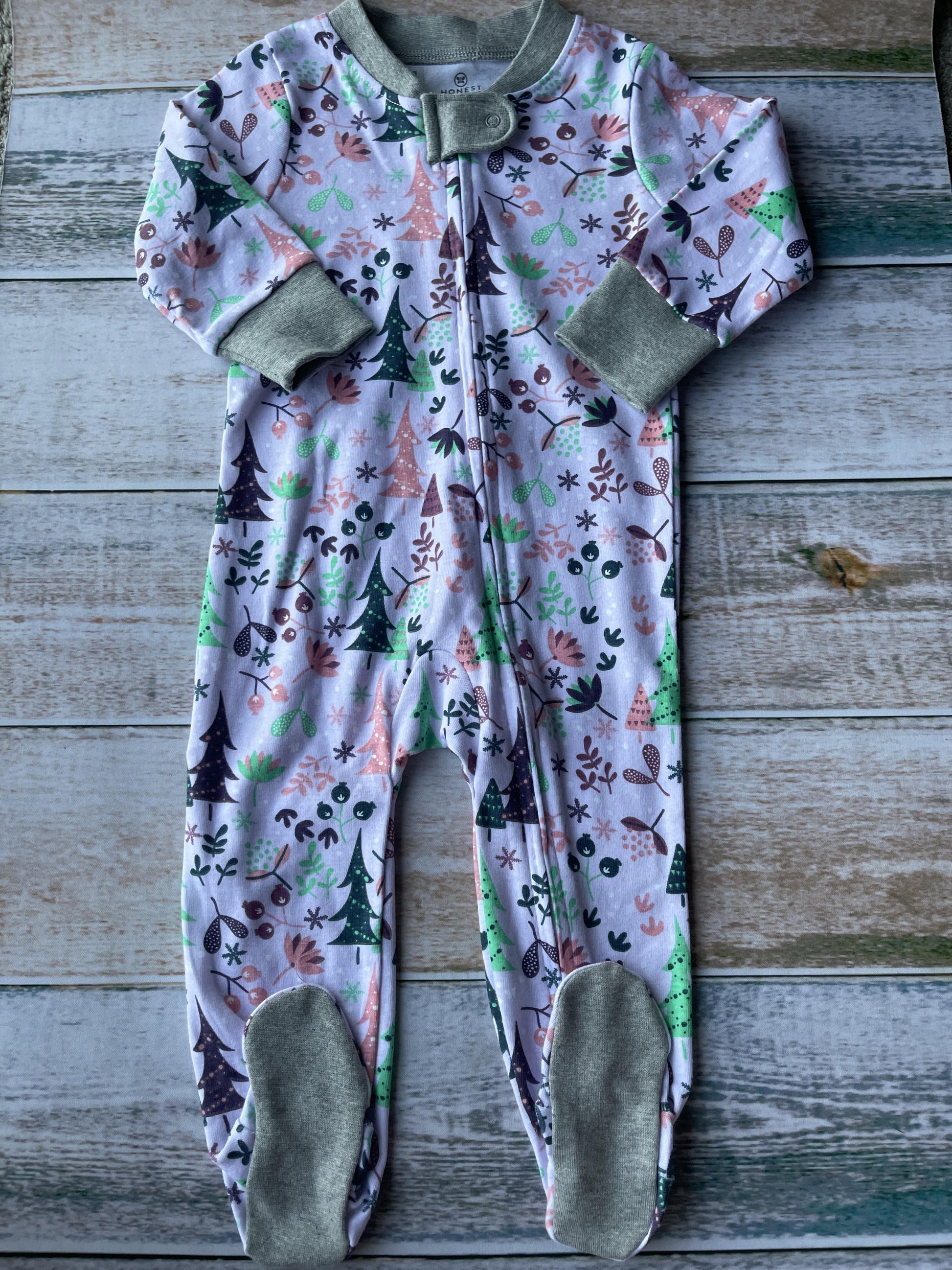 Honest co Girls purple | light green Pajamas Size: 6-9 months purple | light green