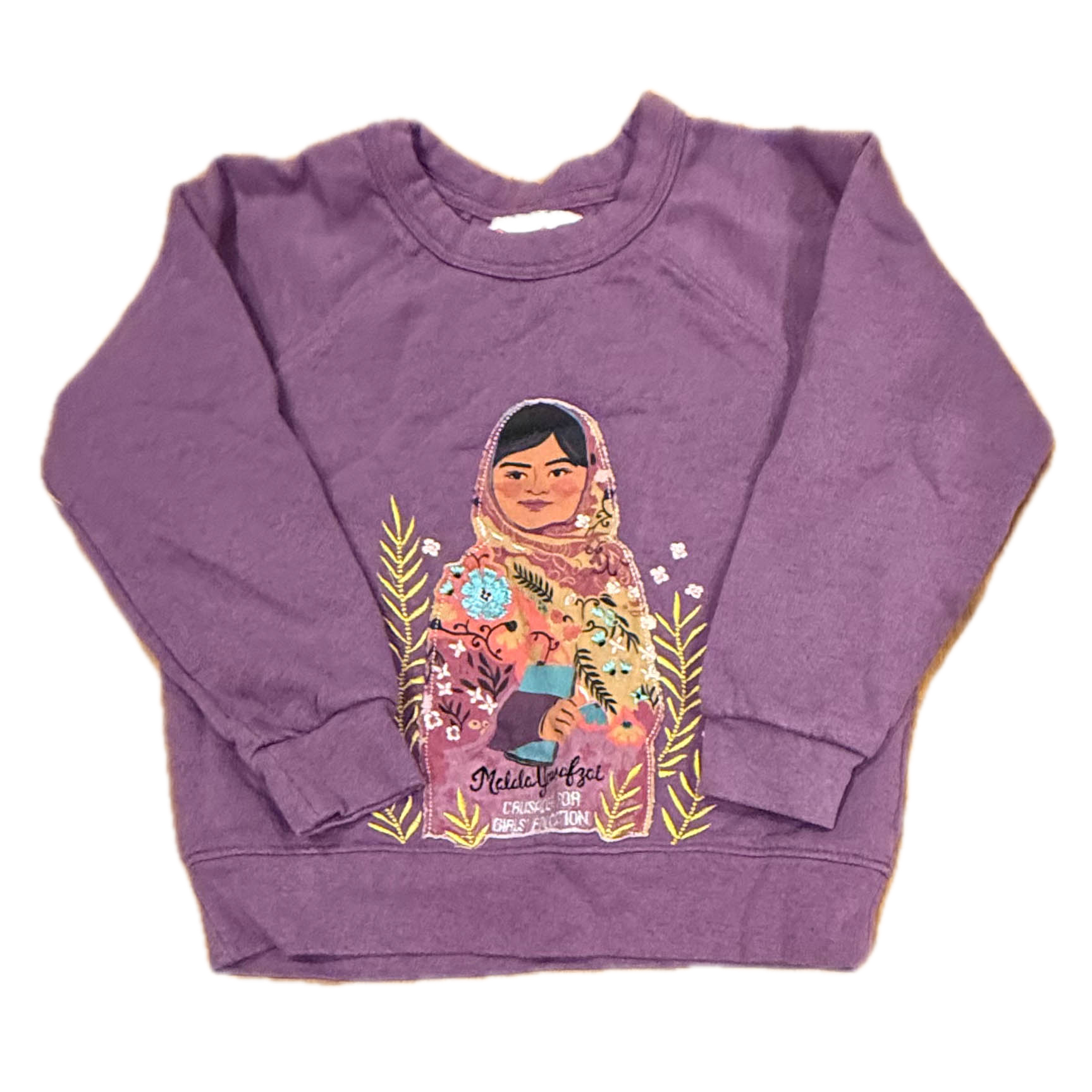 Piccolina Girls Purple Malala Yousafzai Sweatshirt Size: 2-4T Purple Malala Yousafzai