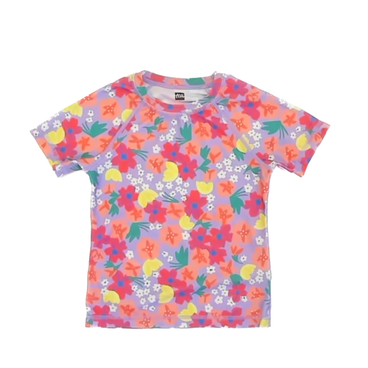Tea Collection Girls Purple | Orange Floral Rash guard Swimwear Size: 4T Purple | Orange Floral Rash guard