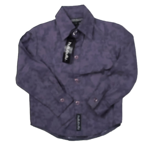 Hullubullu Boys Purple Paisley Button Down Long Sleeve Size: 12 Months Purple Paisley