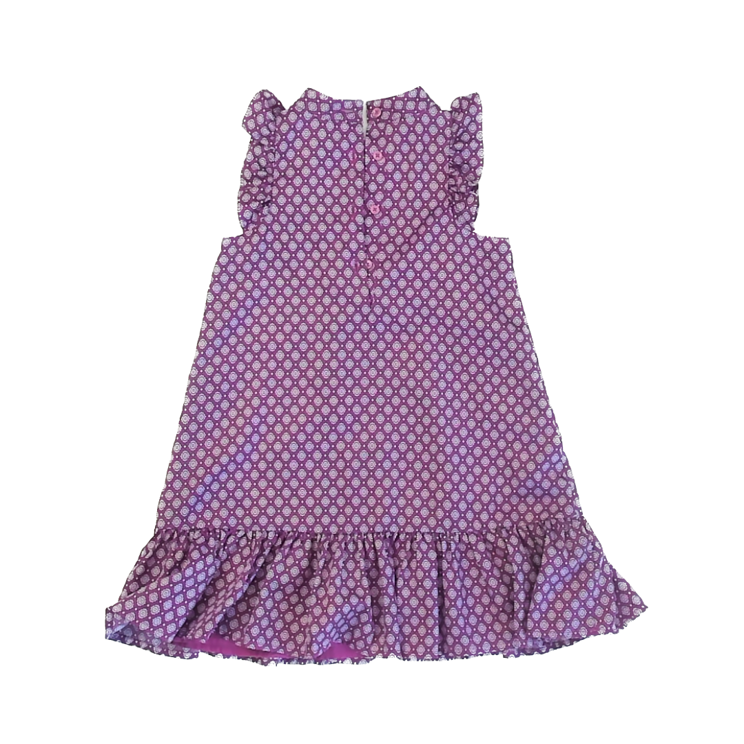 Janie and Jack Girls Purple Patterned Silk Special Occasion Dress Size: 6 Years Purple Patterned Silk