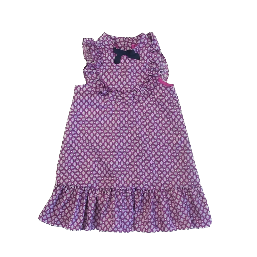 Janie and Jack Girls Purple Patterned Silk Special Occasion Dress Size: 6 Years Purple Patterned Silk
