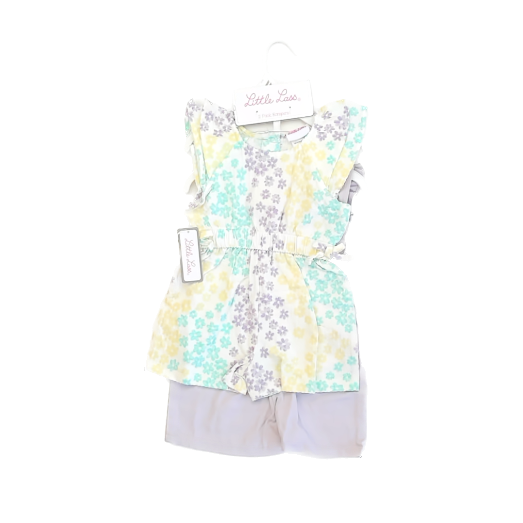 Little Lass Girls Purple | Patterned Romper Size: 2T Purple | Patterned
