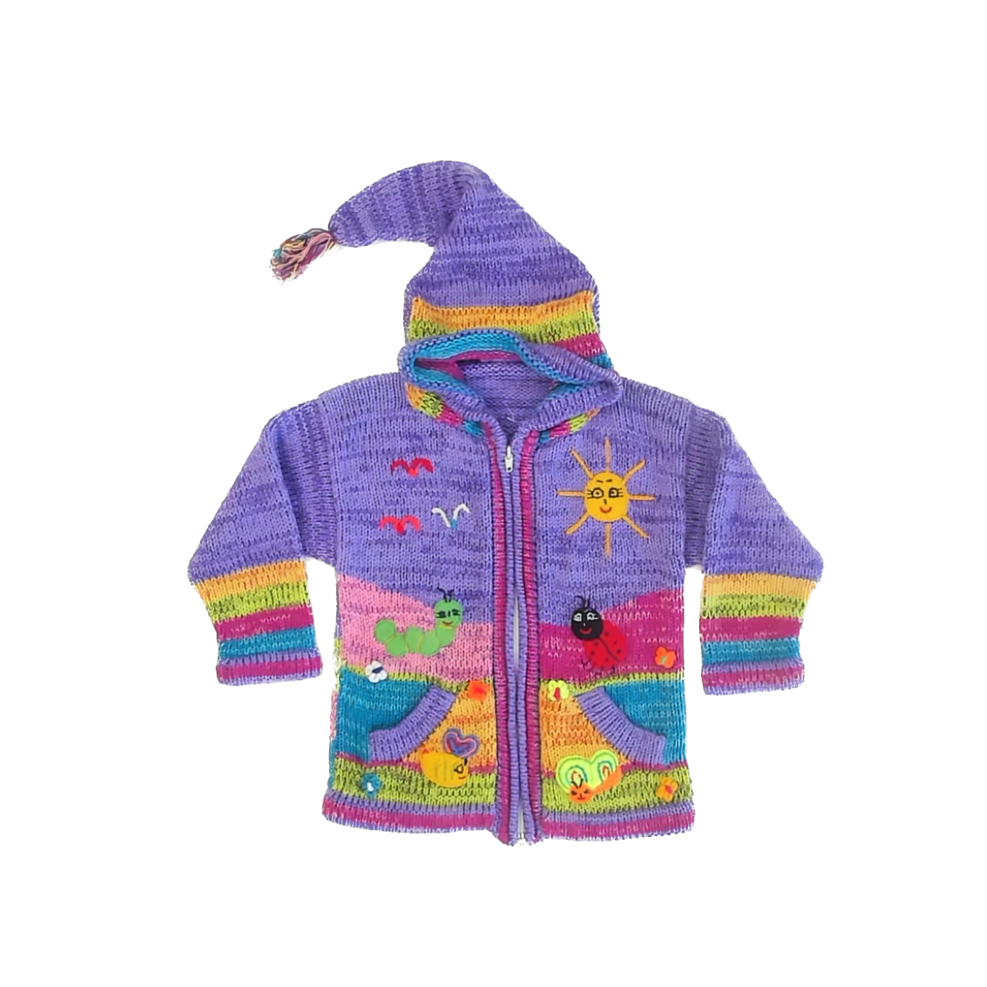 Gaupo Girls Purple Patterned Cardigan Size: 4T Purple Patterned