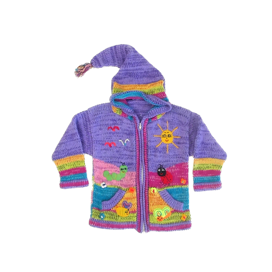 Gaupo Girls Purple Patterned Cardigan Size: 4T Purple Patterned