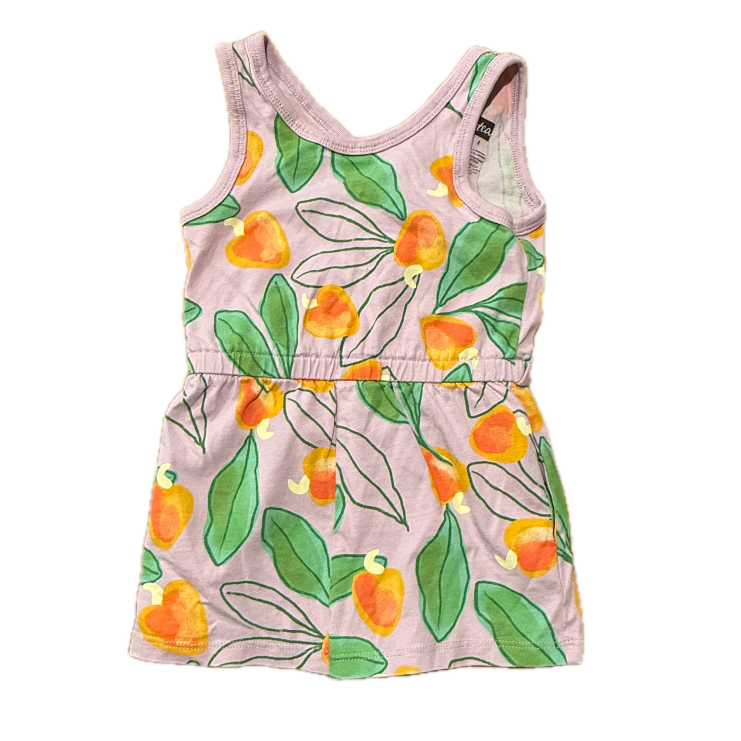 Tea Collection Girls Purple Peaches Romper Size: 2T Purple Peaches