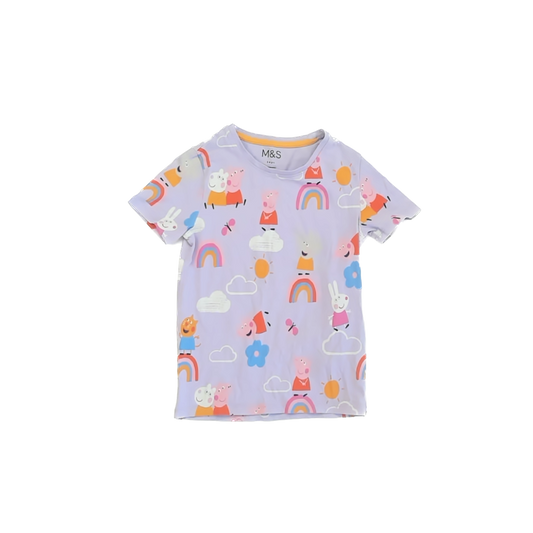 M&S Girls Purple Peppa Pig T-Shirt Size: 5-6 Years Purple Peppa Pig