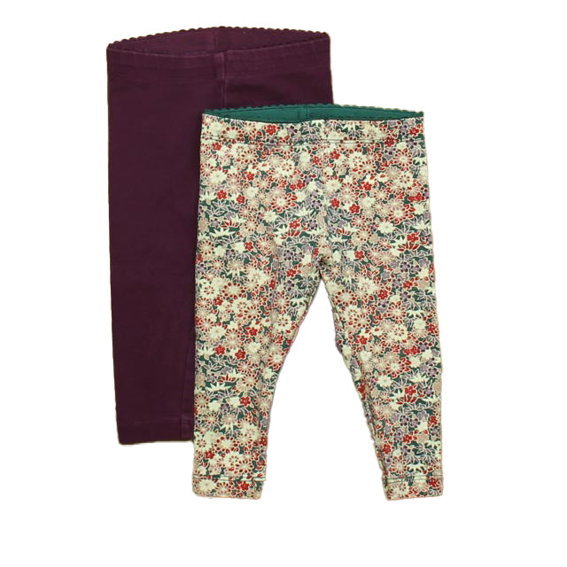 Tea Girls Purple | Pink Floral Leggings Size: 3-6 Months