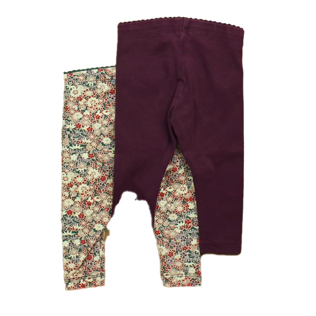 Tea Girls Purple | Pink Floral Leggings Size: 3-6 Months