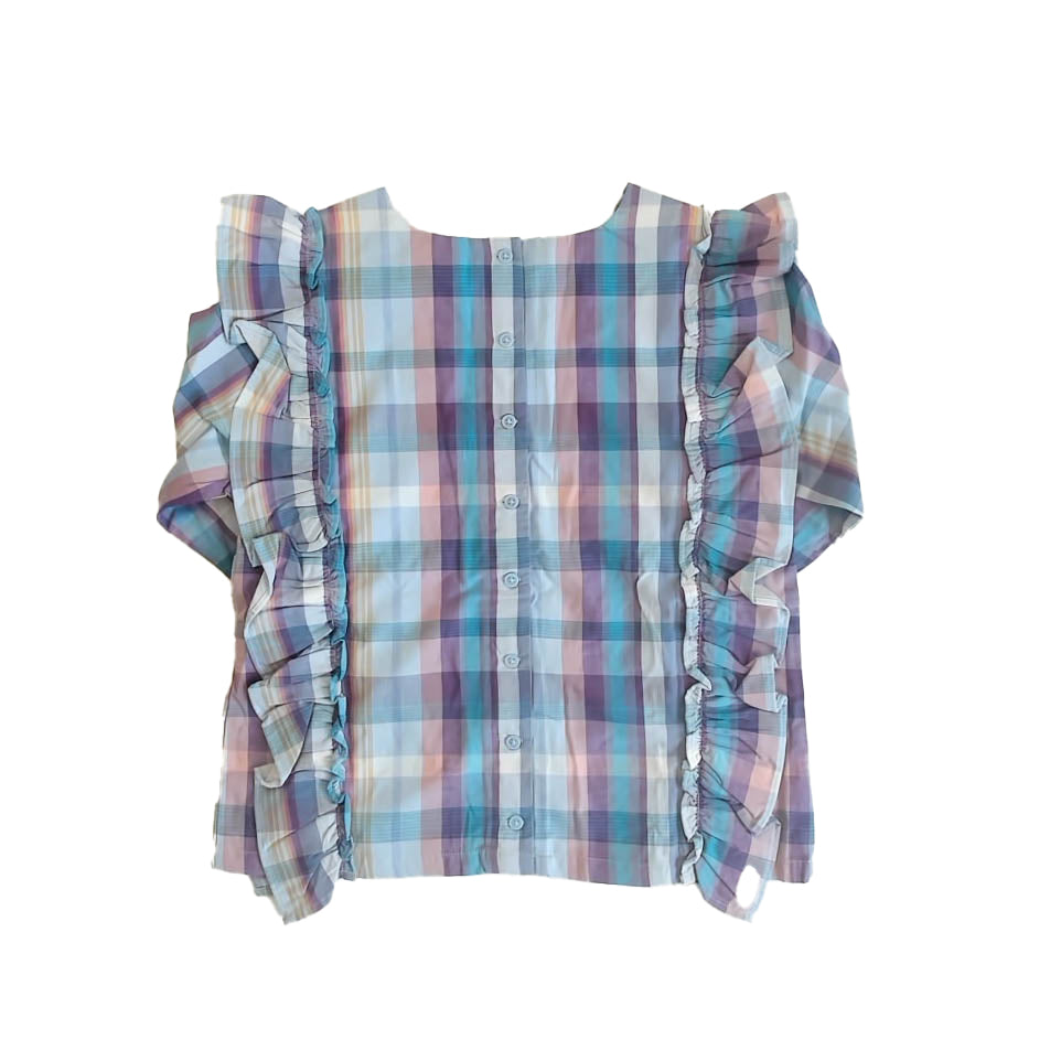 Tea Collection Girls Purple Plaid Blouse Size: 16 Years Purple Plaid