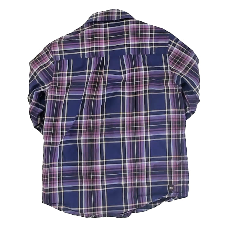 Tea Collection Boys Purple Plaid Button Down Long Sleeve Size: 7 Years Purple Plaid