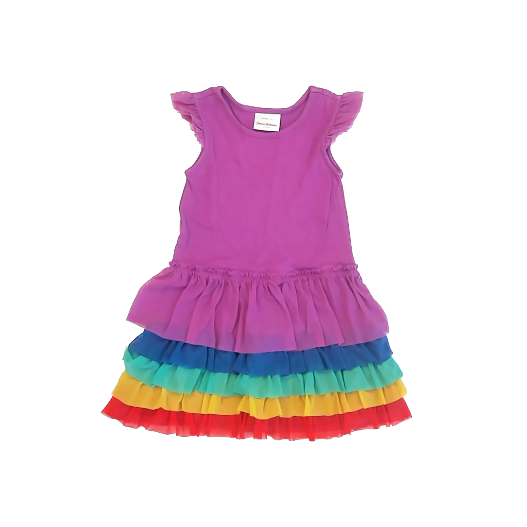 Hanna Andersson Girls Purple Rainbow Dress Size: 5T Purple Rainbow