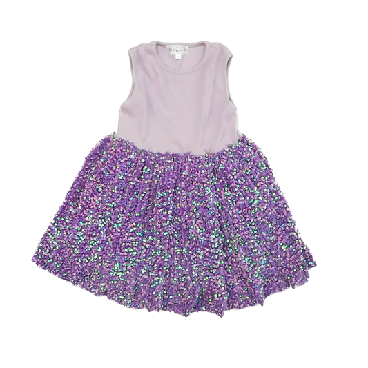 Dollfaced Girls Purple Sequin Special Occasion Dress Size: 7-8 Years Purple Sequin