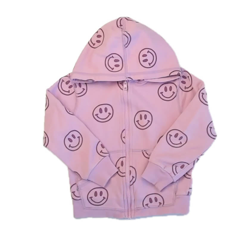 Tea Collection Girls Purple Smiley Face Hoodie Size: 4T Purple Smiley Face