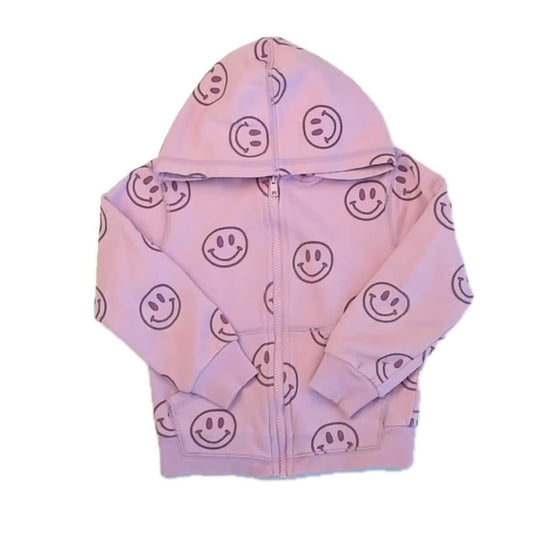 Tea Collection Girls Purple Smiley Face Hoodie Size: 4T Purple Smiley Face
