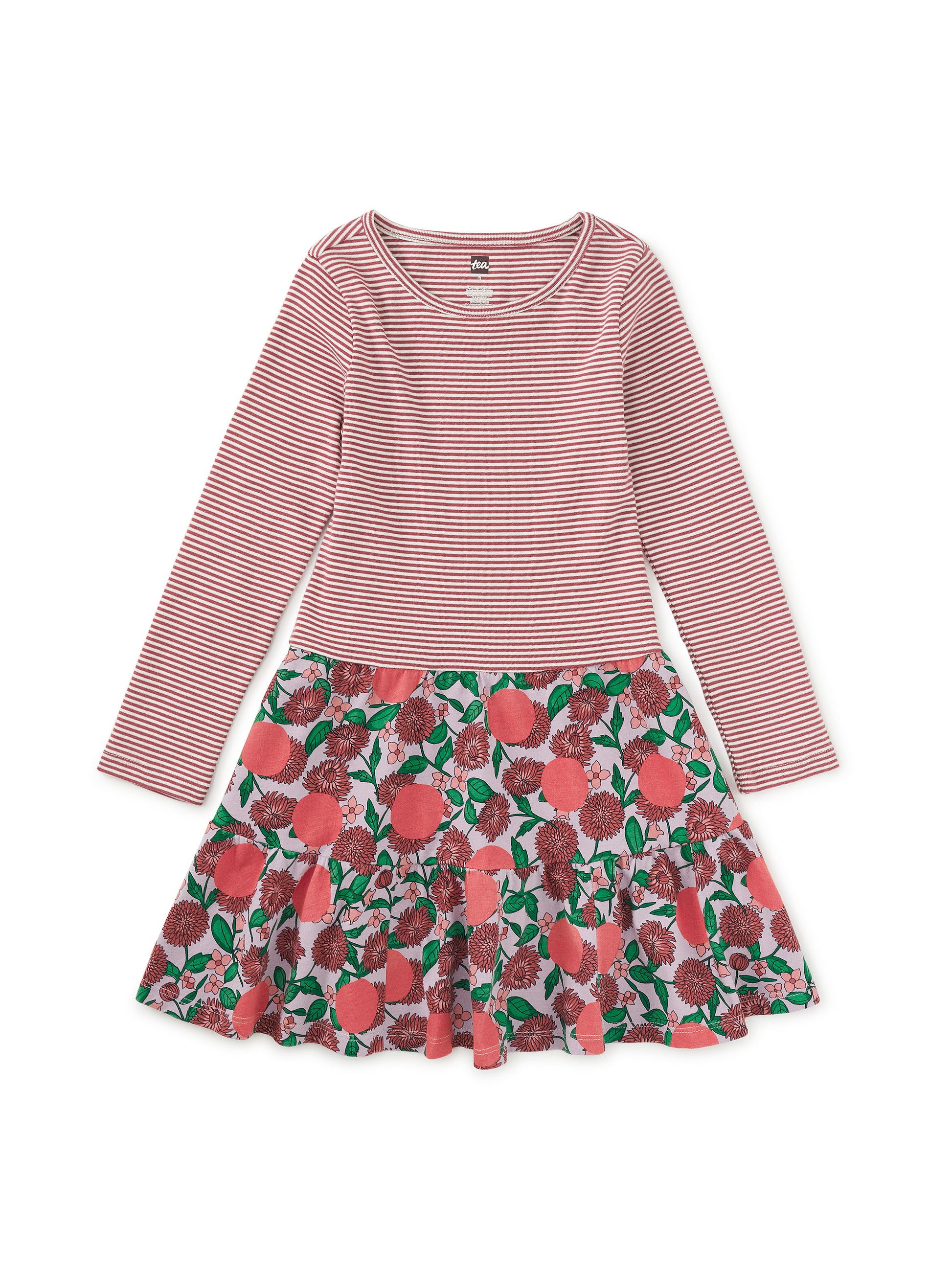 Tea Collection Girls Purple Stripe | Floral Dress Size: 5T Purple Stripe | Floral
