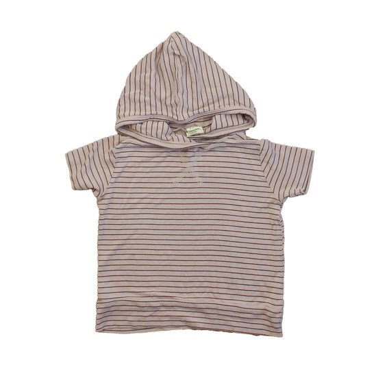 Kate Quinn Organics Girls Purple Stripe Short Sleeve Shirt Size: 6-12 Months