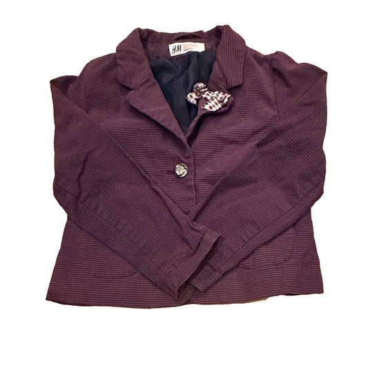 H&M Girls Purple Stripe Jacket Size: 5-6 Years Purple Stripe
