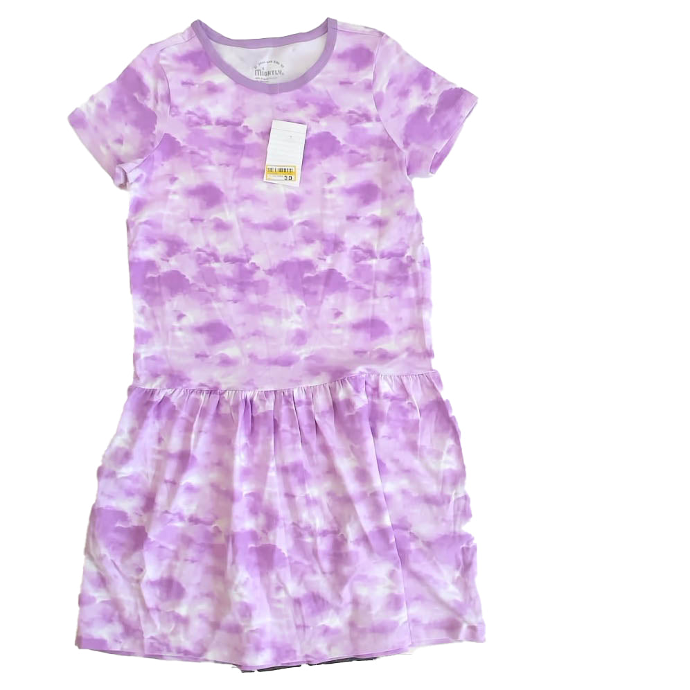 Mightly Girls Purple Tie Dye Dress Size: 6-14 Years Purple Tie Dye
