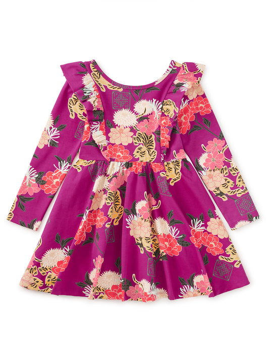 Tea Collection Girls Purple Tigers Dress Size: 5T Purple Tigers