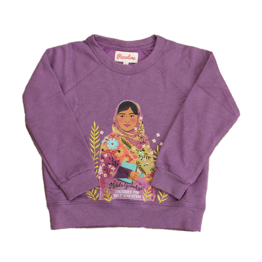 Piccolina Girls Purple Trailblazer | Malala Yousafzai Sweatshirt Size: 2-5T