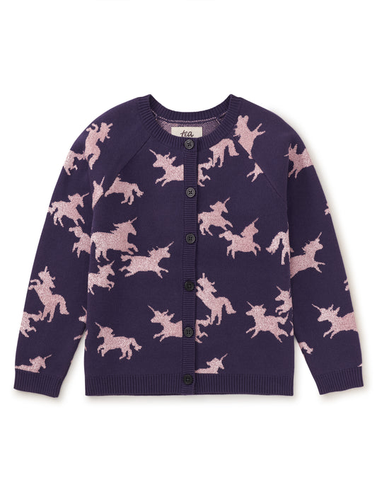 Tea Collection Girls Purple Unicorns Cardigan Size: 4-5T Purple Unicorns