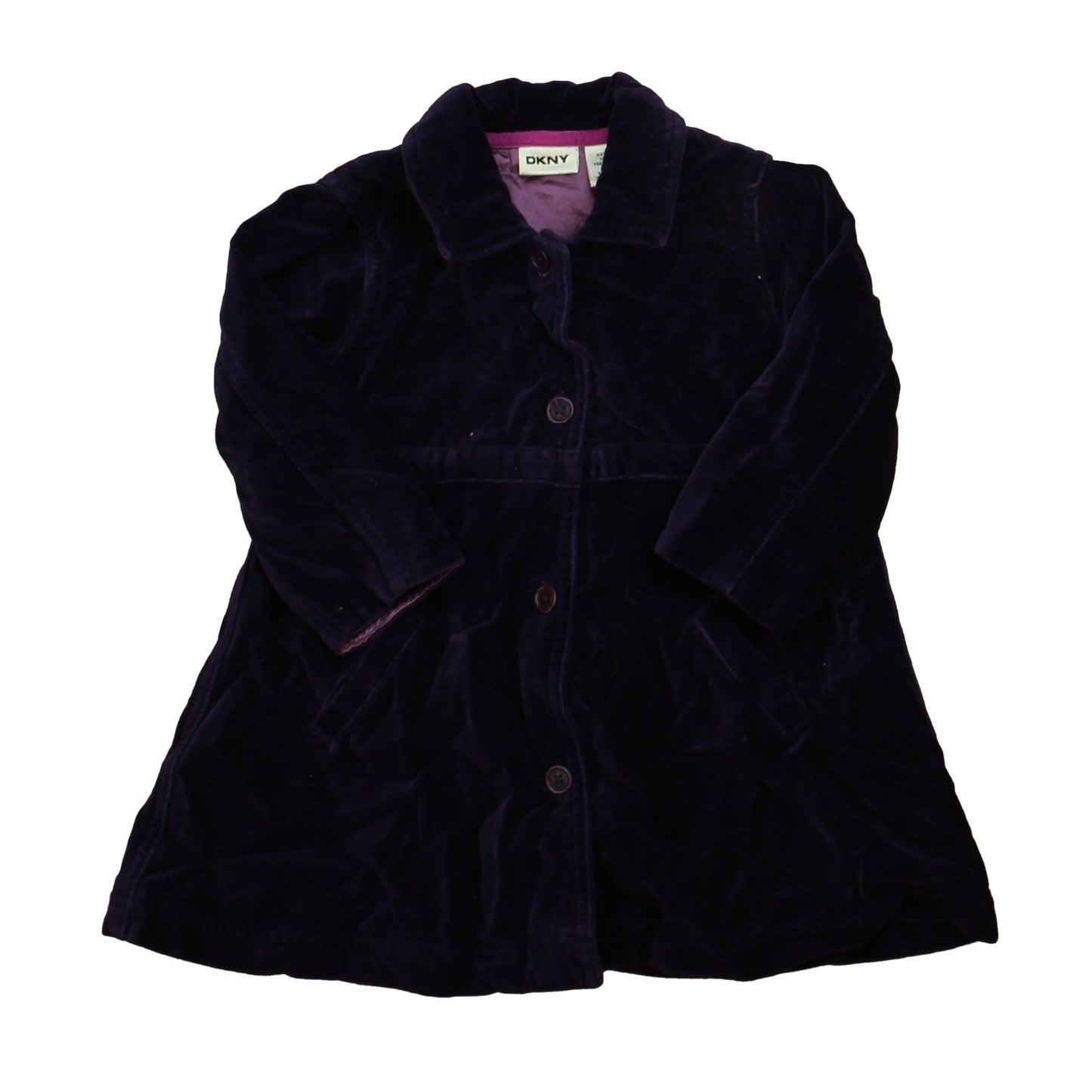 DKNY Girls Purple Velour Winter Coat Size: 24 Months Purple Velour