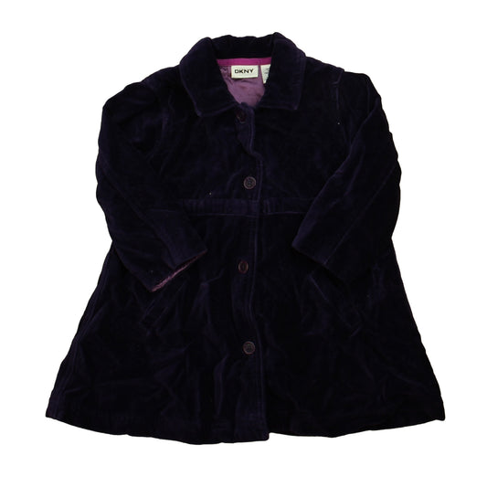 DKNY Girls Purple Velour Winter Coat Size: 24 Months Purple Velour