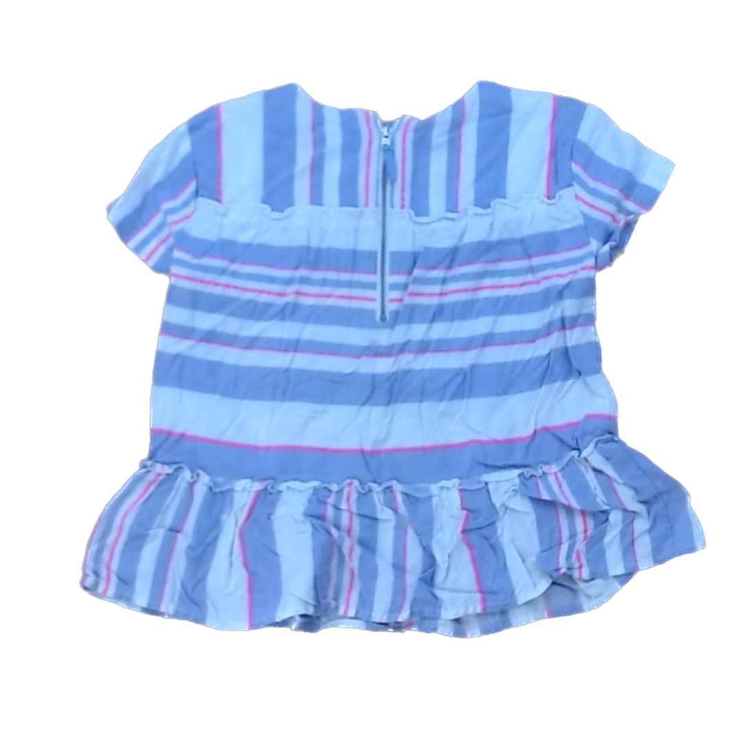 Rockets Of Awesome Girls Purple White and Pink Stripes Short Sleeve Shirt Size: 6 - 8 Years Purple White and Pink Stripes