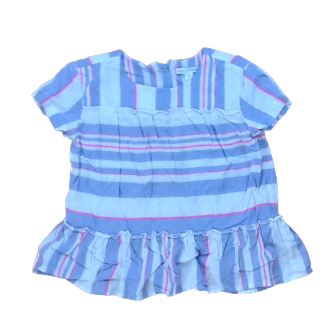Rockets Of Awesome Girls Purple White and Pink Stripes Short Sleeve Shirt Size: 6 - 8 Years Purple White and Pink Stripes