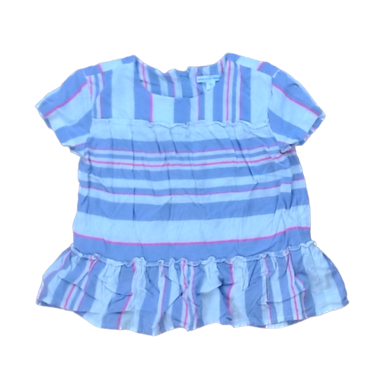 Rockets Of Awesome Girls Purple White and Pink Stripes Short Sleeve Shirt Size: 6 - 8 Years Purple White and Pink Stripes